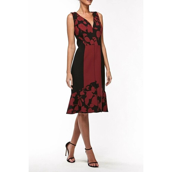 $1990 Runway Oscar de la Renta Sweetheart Neck Flounce Hem Midi Dress  XL - Picture 6 of 12